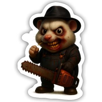 KettensägenBob - Sticker Größe S (10 x 10 cm) - Mattweiß - Vorne