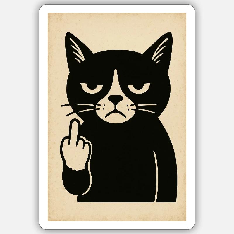 Grumpy Kitten Sticker size S (10 x 10 cm)