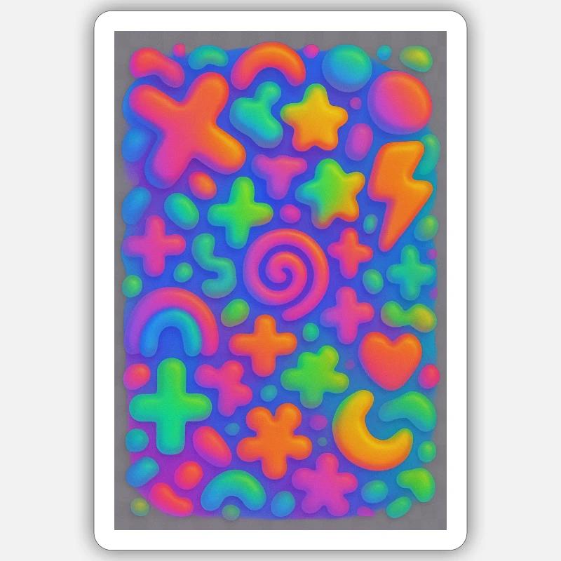 Neon Overload – Überlappende 3D Pop-Art Explosion Sticker Größe S (10 x 10 cm)