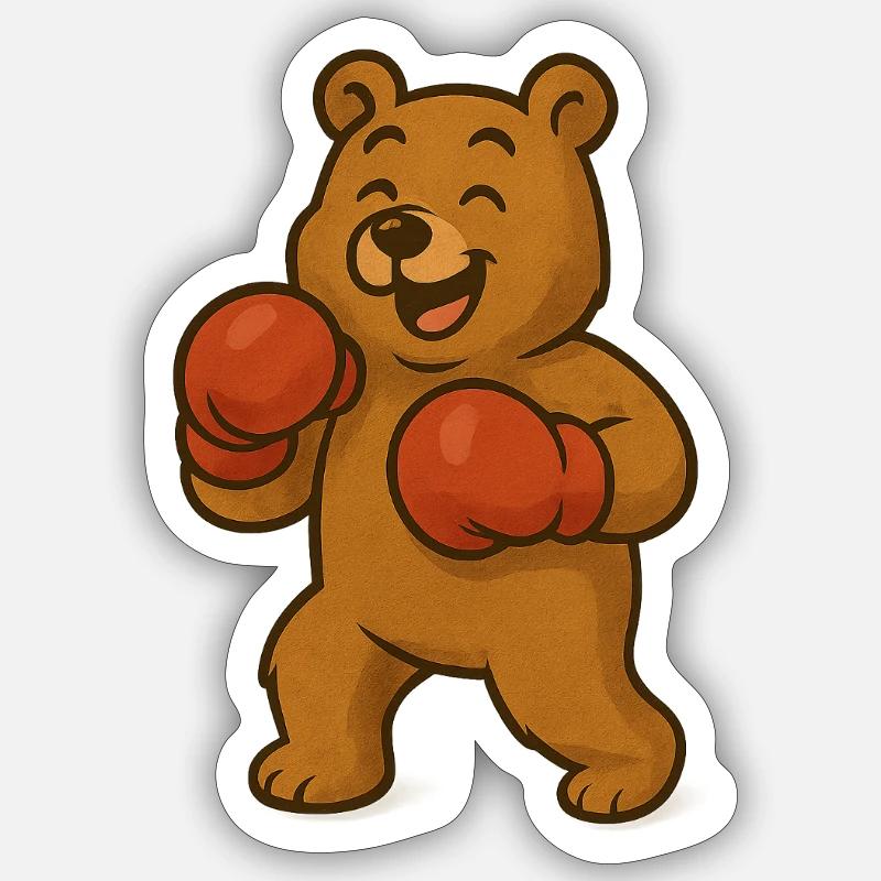 Boxer - Ours - Sticker taille S (10 x 10 cm) - blanc mat
