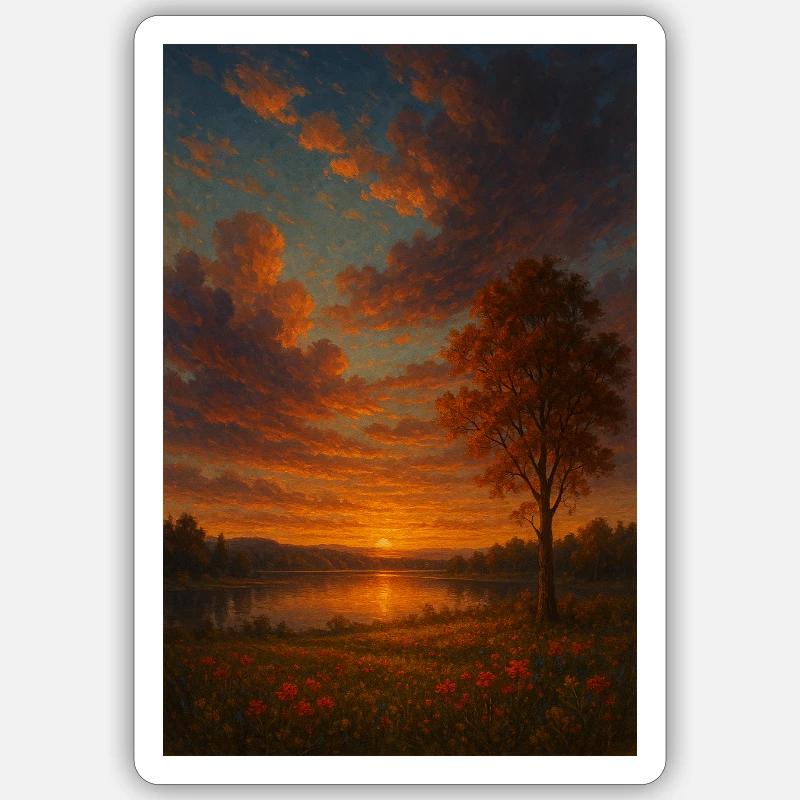 Coucher de soleil - Sticker taille S (10 x 10 cm) - blanc mat