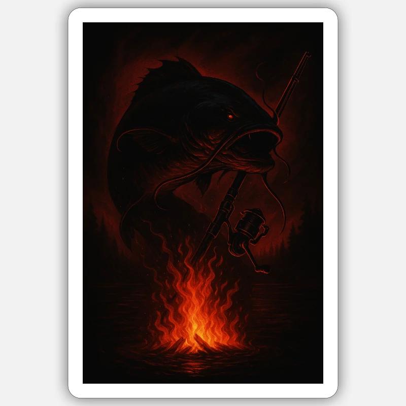 Waller in Hell - Sticker Größe S (10 x 10 cm) - Mattweiß