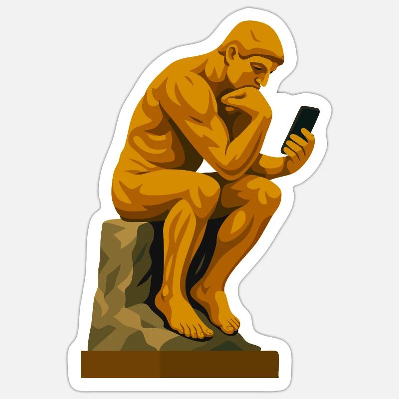 Le Penseur (connecté) Sticker taille S (10 x 10 cm)