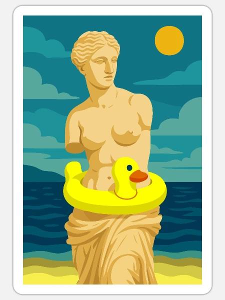 Die Venus (am Strand) - Sticker Größe S (10 x 10 cm) - Mattweiß