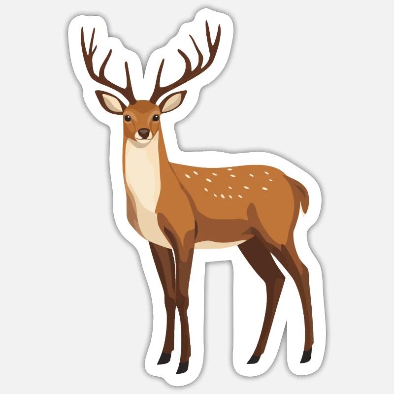 Cerf - Sticker taille S (10 x 10 cm) - blanc mat
