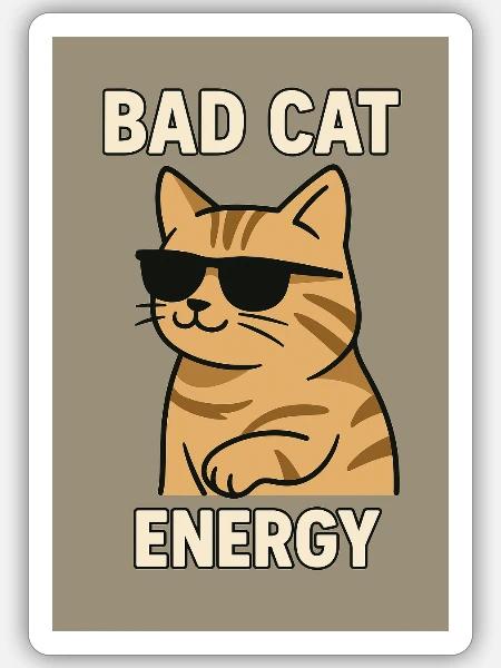 Cool Cat - Sticker Größe S (10 x 10 cm) - Mattweiß