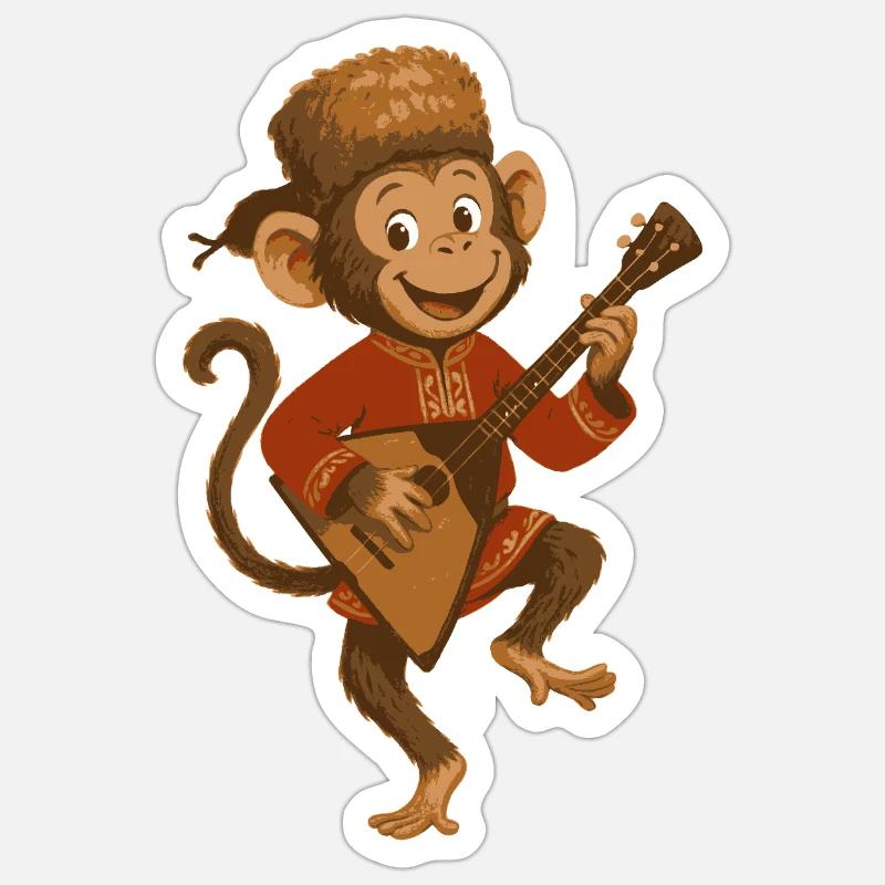 Balalaika Monkey Sticker Größe S (10 x 10 cm)