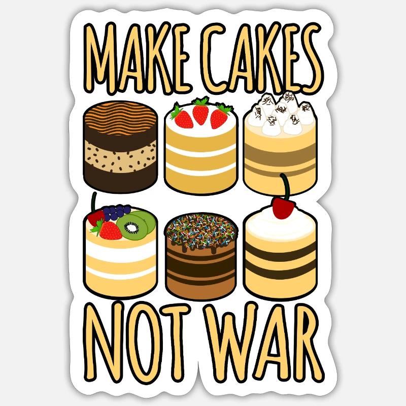 Make Cakes Not War - Sticker Größe S (10 x 10 cm) - Mattweiß