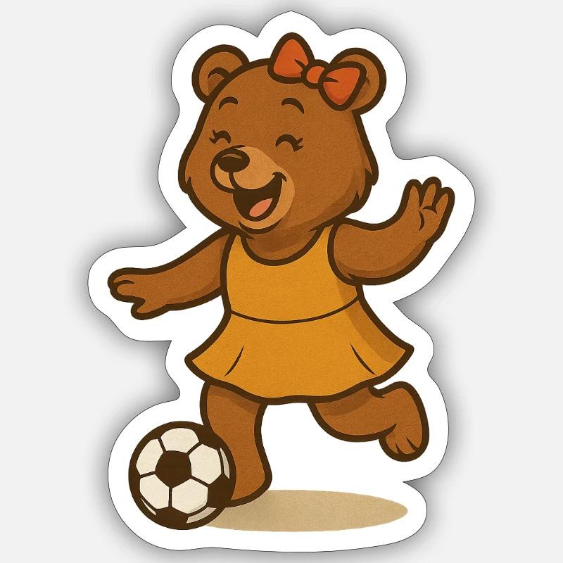 Fußball Bärin - Sticker Größe S (10 x 10 cm) - Mattweiß