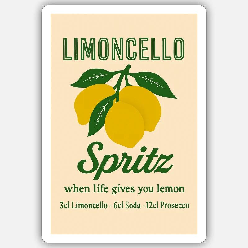 Limoncello Spritz - Sticker Größe S (10 x 10 cm) - Mattweiß