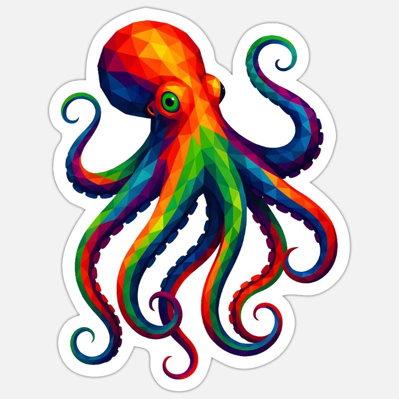 WPAP Style Polygon Animals - Octopus Octopus Sticker size S (10 x 10 cm)