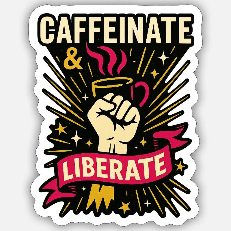 Caféinate et libérer. Sticker taille S (10 x 10 cm)