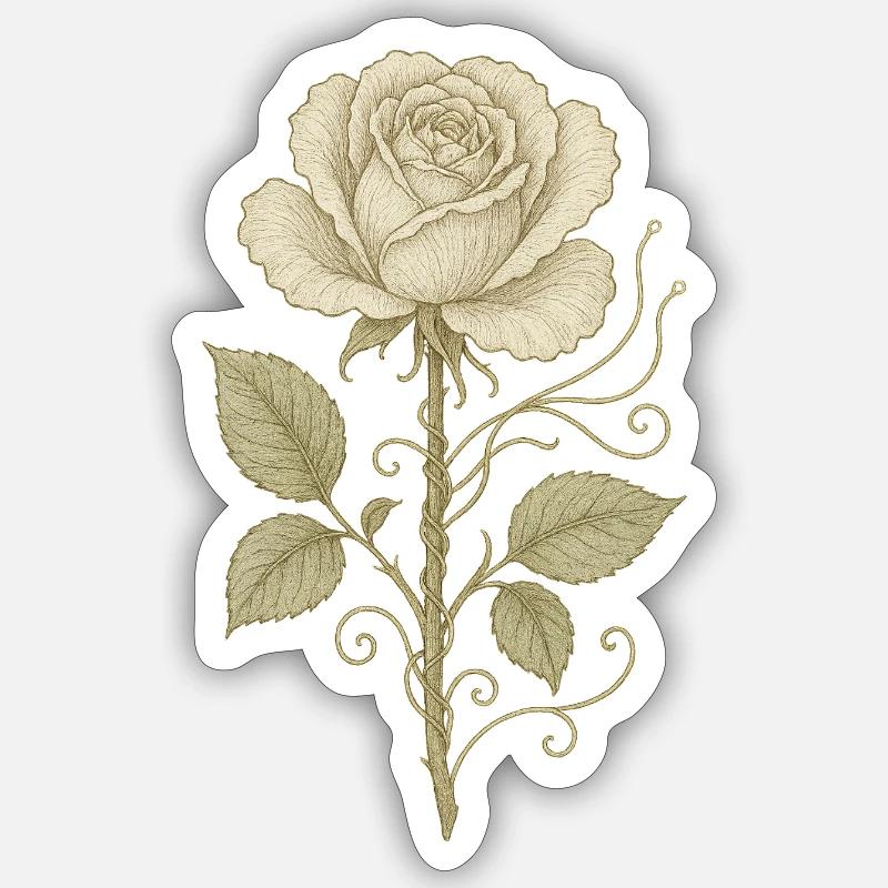 Dessin au crayon rose vintage - Sticker taille S (10 x 10 cm) - blanc mat
