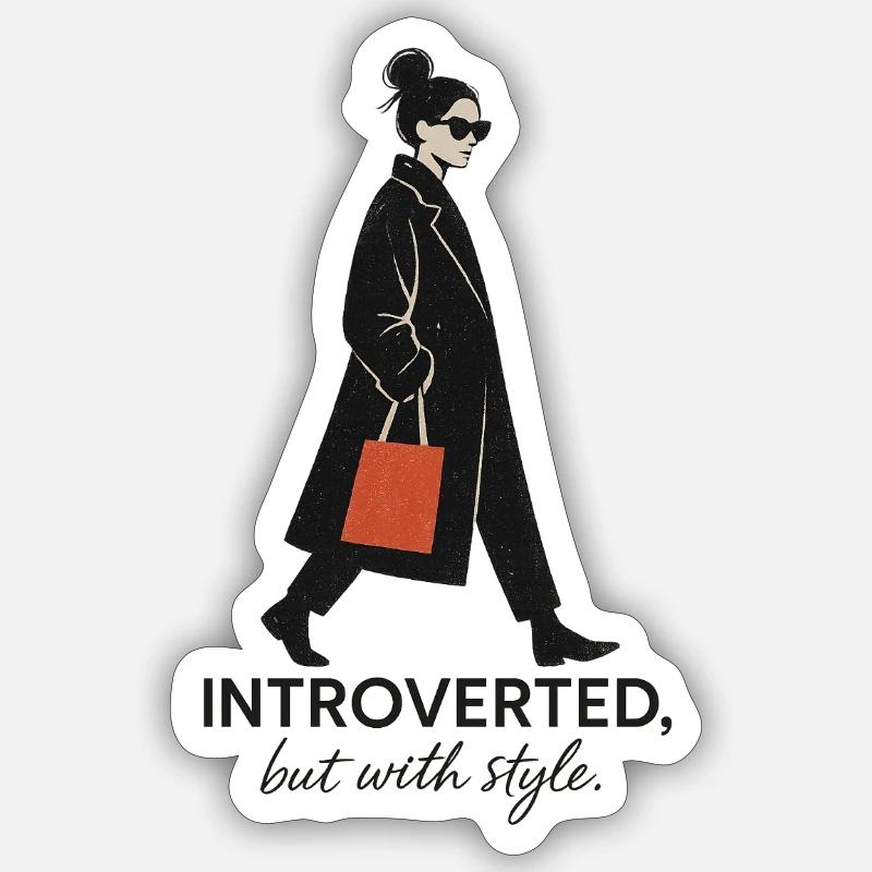 Introvertiert, aber mit Stil. Sticker Größe S (10 x 10 cm)