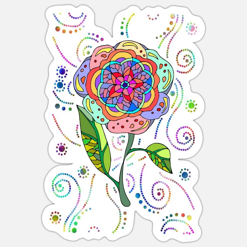 Fleur - Sticker taille S (10 x 10 cm) - blanc mat