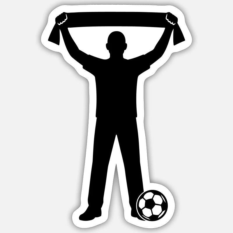 Fussball Fan Silhouette - Sticker Größe S (10 x 10 cm) - Mattweiß