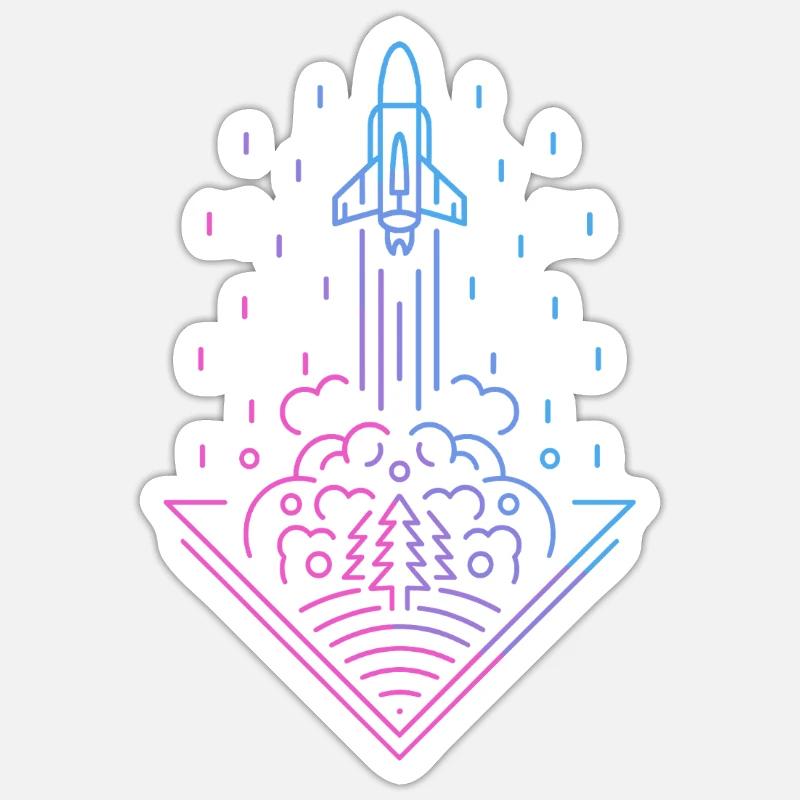 Retro Rocket - Sticker Größe S (10 x 10 cm) - Mattweiß