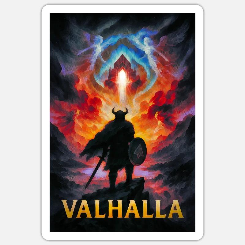 Valhalla – Feu et Lumière - Sticker taille S (10 x 10 cm) - blanc mat