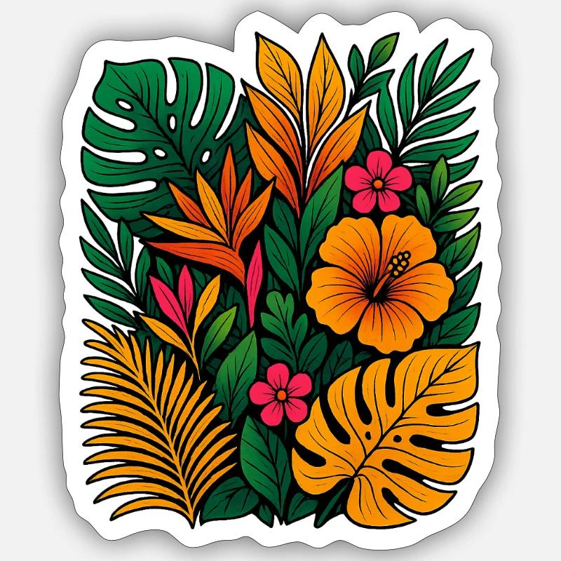 Floraison dorée - Sticker taille S (10 x 10 cm) - blanc mat