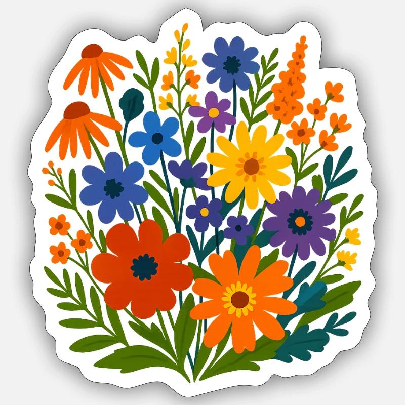 Fleurs sauvages Bloomscape - Sticker taille S (10 x 10 cm) - blanc mat