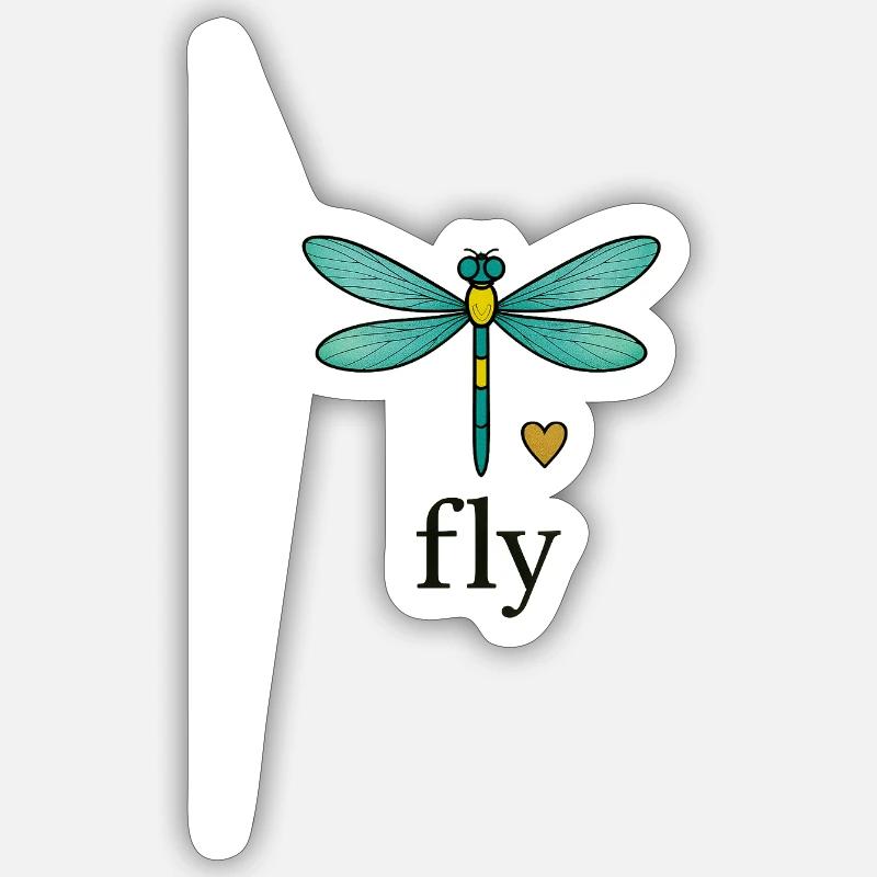 Libelle fly mit Herz Sticker Größe S (10 x 10 cm)