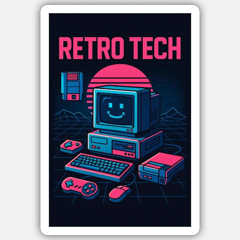 Retro Tech Computer Graphic Designer with Smile Sticker size S (10 x 10 cm)