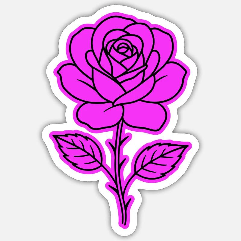 Rose Kontur Sticker Größe S (10 x 10 cm)