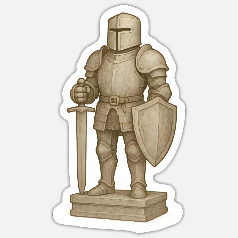 Ritterliche Samurai-Figur im Stone-Style - Sticker Größe S (10 x 10 cm) - Mattweiß