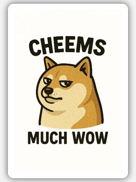 Cheems Much Wow - Sticker Größe S (10 x 10 cm) - Mattweiß