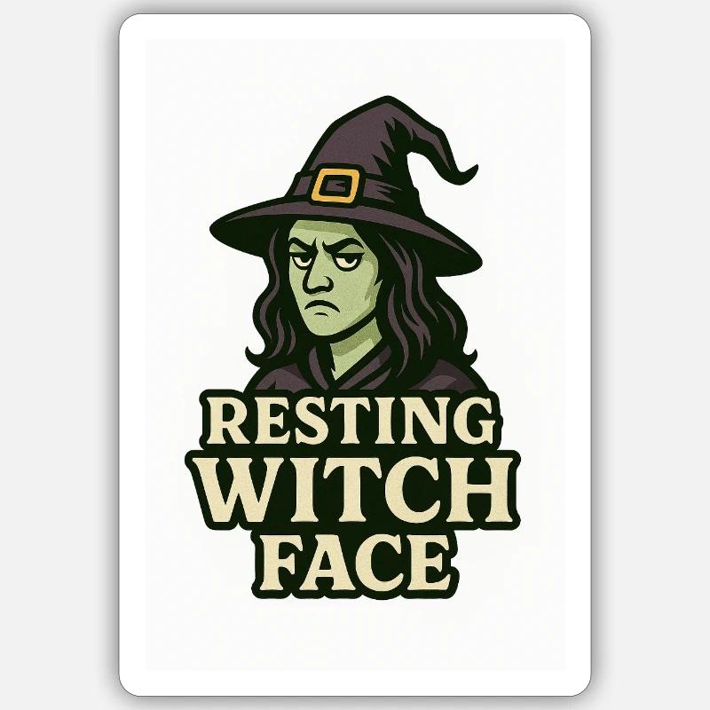 Resting Witch Face - Sticker Größe S (10 x 10 cm) - Mattweiß