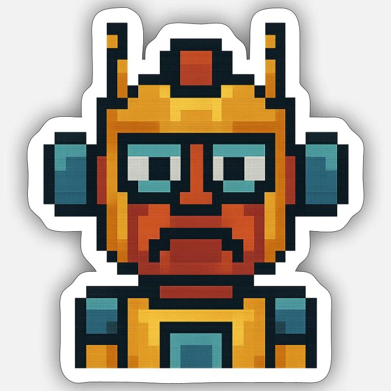 Pixels du robot - Sticker taille S (10 x 10 cm) - blanc mat