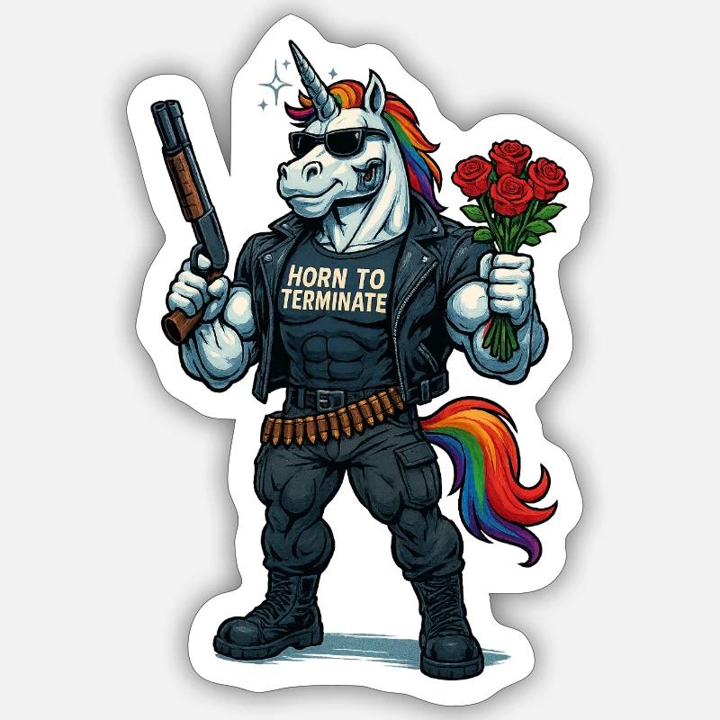 Terminator Einhorn Sticker Größe S (10 x 10 cm)