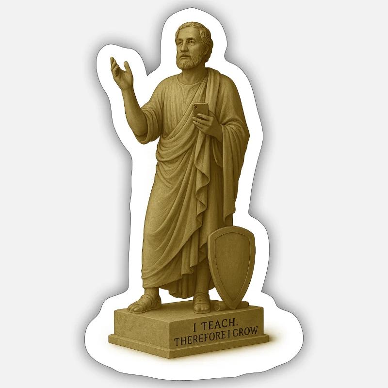 Teaching philosopher with smartphone Sticker size S (10 x 10 cm)