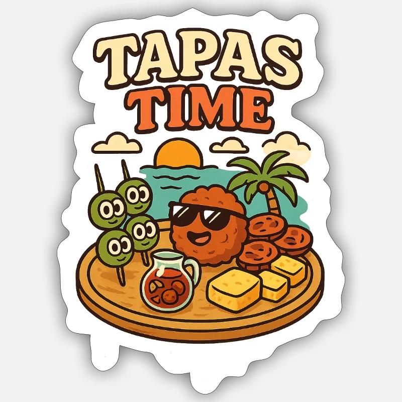 Tapas Time Espagne Vacances - Sticker taille S (10 x 10 cm) - blanc mat