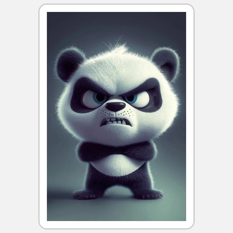 Grumpy Cartoon Panda Mood - Sticker size S (10 x 10 cm) - white matte