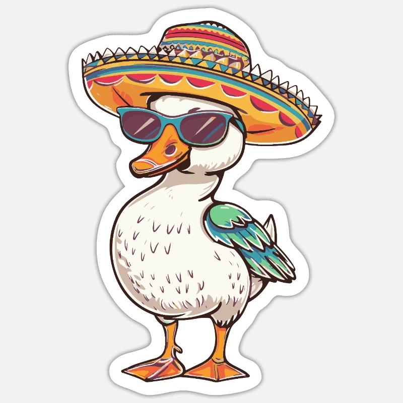Goose Comic Funny Sombrero - Sticker size S (10 x 10 cm) - white matte