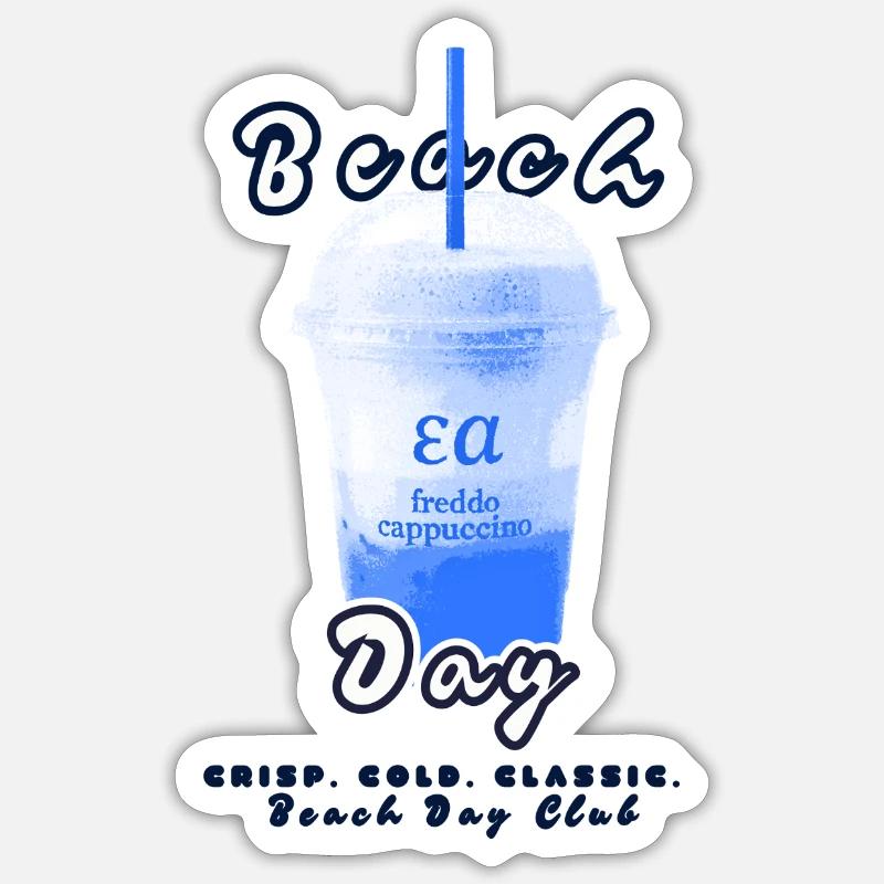 Beach Day Freddo Cappuccino - Sticker size S (10 x 10 cm) - white matte
