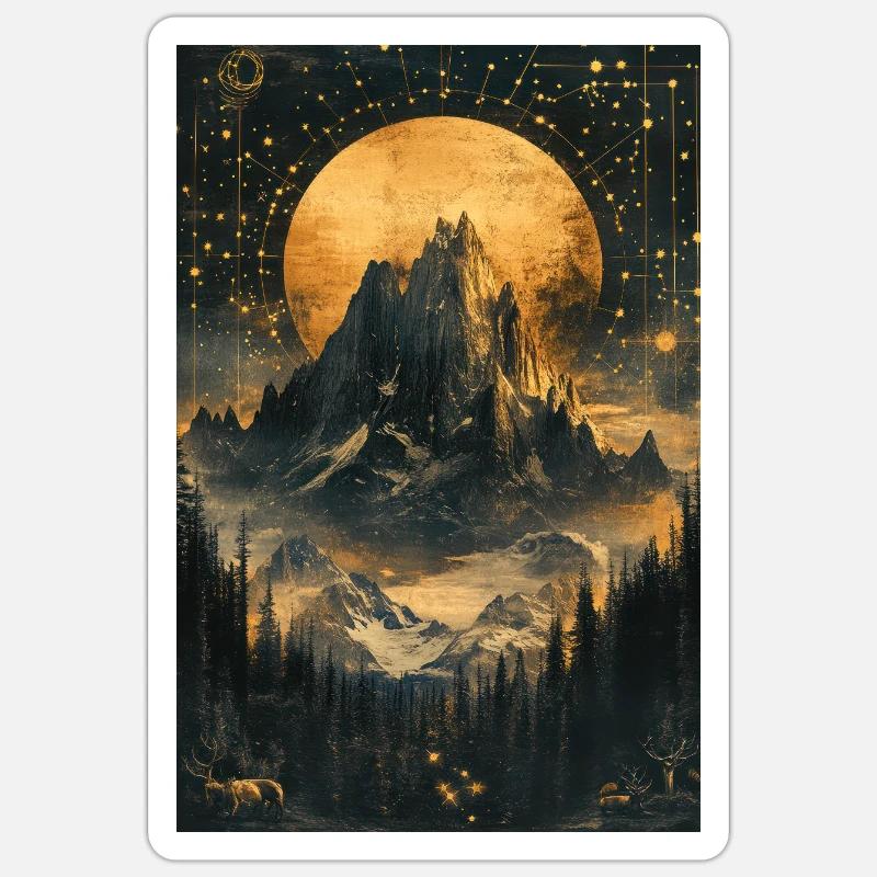 Celestial Mountain Dreamscape - Sticker size S (10 x 10 cm) - white matte