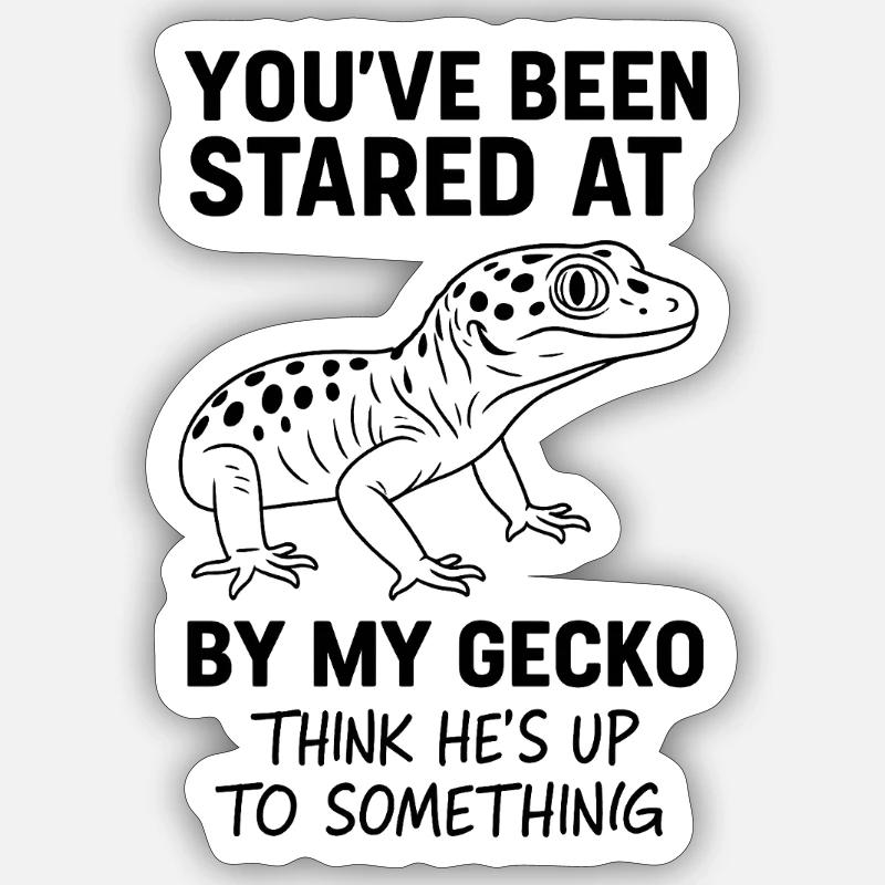 Regardé par mon gecko - Sticker taille S (10 x 10 cm) - blanc mat