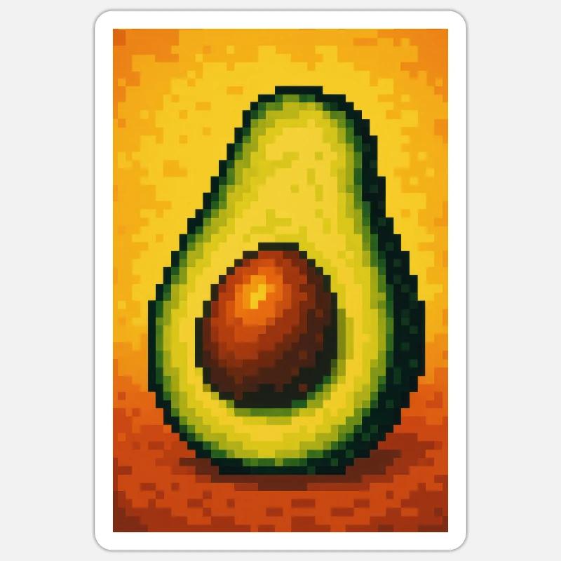 Pixel Avocado Pop - Sticker Größe S (10 x 10 cm) - Mattweiß