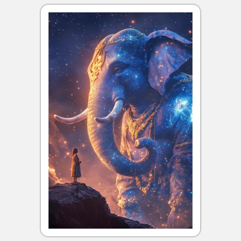 Gardien de l’éléphant céleste - Sticker taille S (10 x 10 cm) - blanc mat