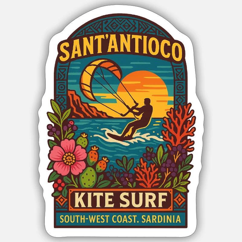 SANTANTIOCO_KITE_SURF - Sticker size S (10 x 10 cm) - white matte
