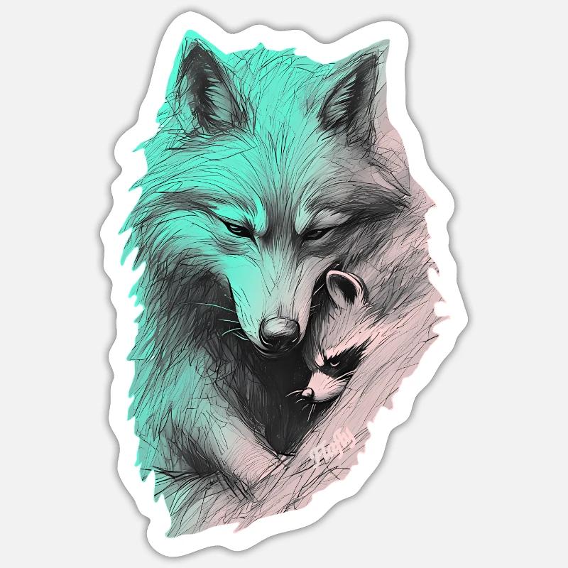 🐺 🦝 Shared Silence Sticker size S (10 x 10 cm)