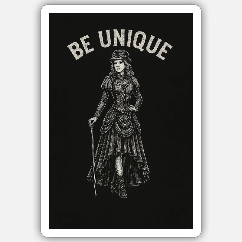 Steampunk Dame mit Leithuhn Sticker Größe S (10 x 10 cm)