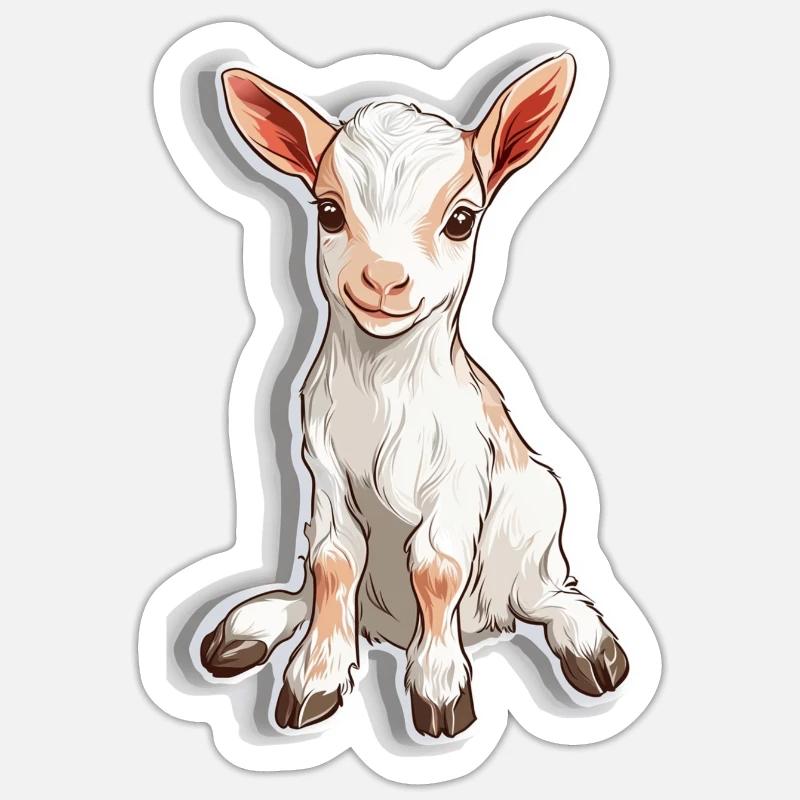 Chèvre - Sticker taille S (10 x 10 cm) - blanc mat