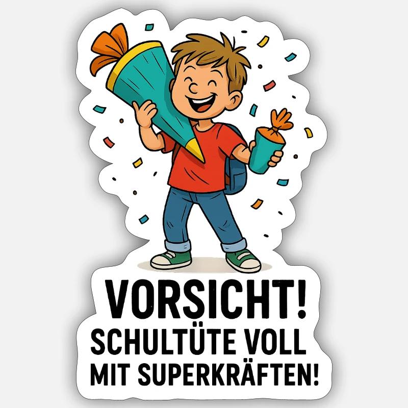School Cone Superpowers School Enrollment Sticker size S (10 x 10 cm)