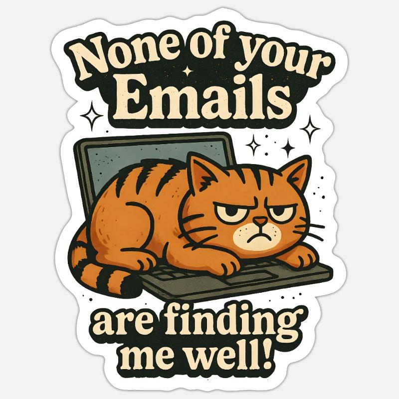 Email Office Drôle de déclaration avec chat Sticker taille S (10 x 10 cm)