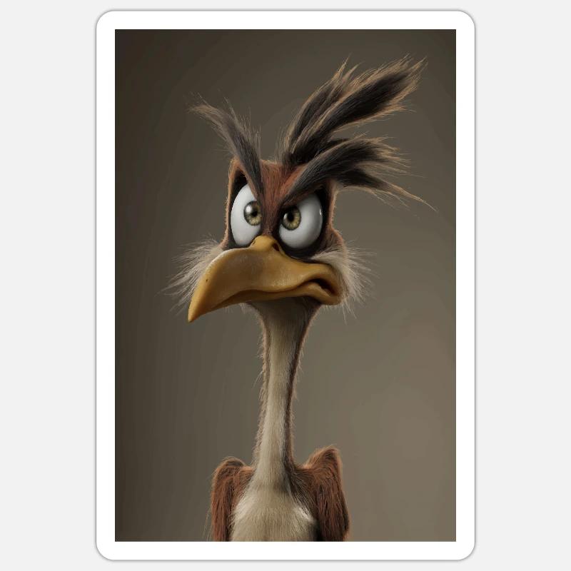 Grumpy Cartoon Bird - Sticker size S (10 x 10 cm) - white matte
