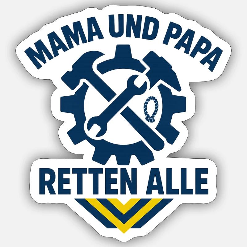 Mutter Vater Rettung Team Design - Sticker Größe S (10 x 10 cm) - Mattweiß