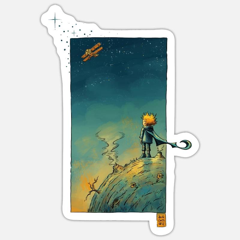 Le petit astronome - Sticker taille S (10 x 10 cm) - blanc mat